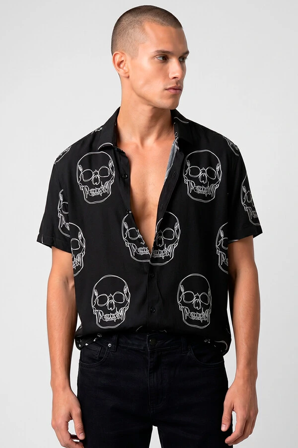 Camisa de viscose Skull