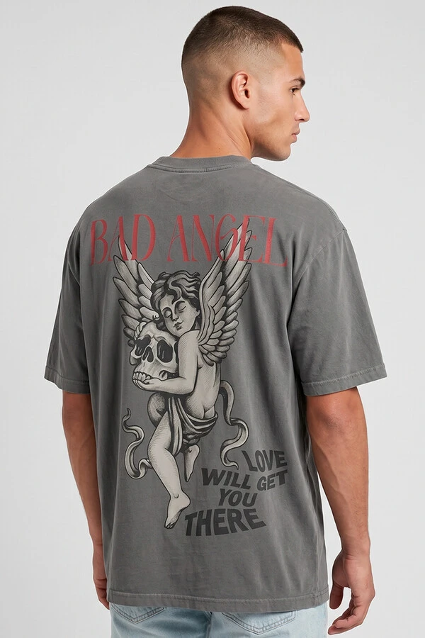 Camiseta oversized estonada chumbo Bad Angel Collors