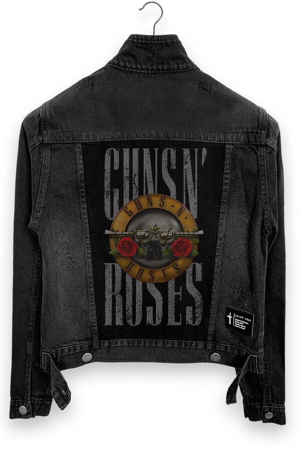 Jaqueta jeans feminina preta Guns and Roses Outlet