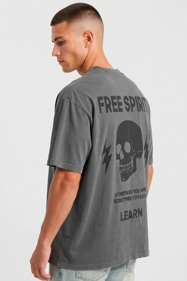 Camiseta oversized estonada chumbo Free