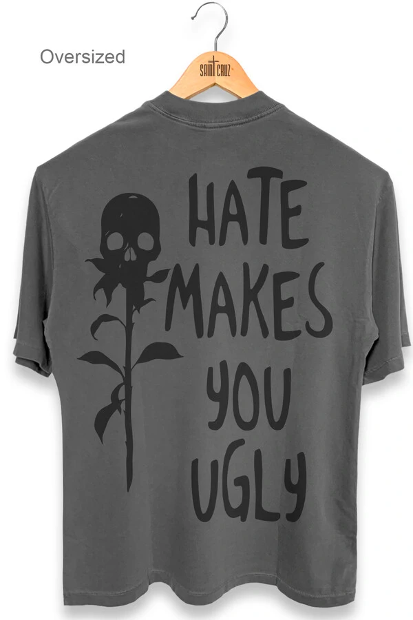 Camiseta oversized estonada chumbo Hate