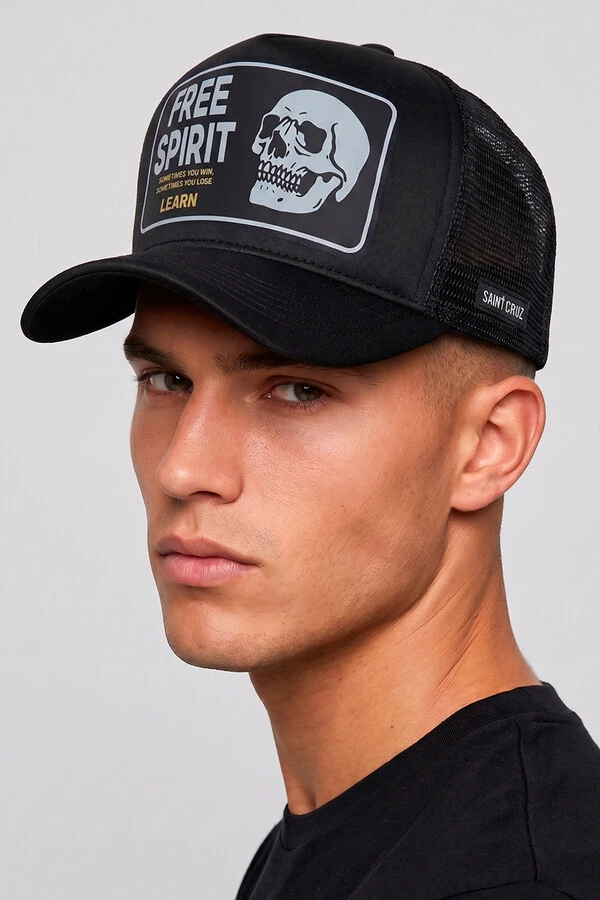 Boné trucker retrô preto Free Spirit
