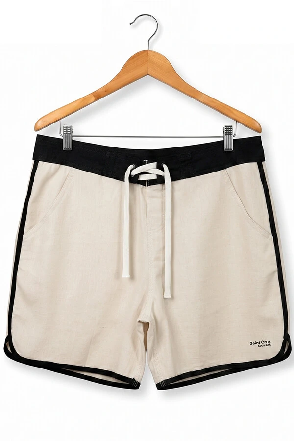 Bermuda de linho Off White e Preta