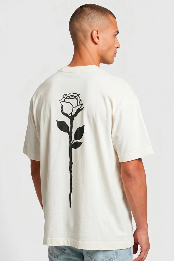 Camiseta oversized off white Rose Back