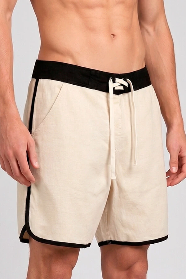Bermuda de linho Off White e Preta