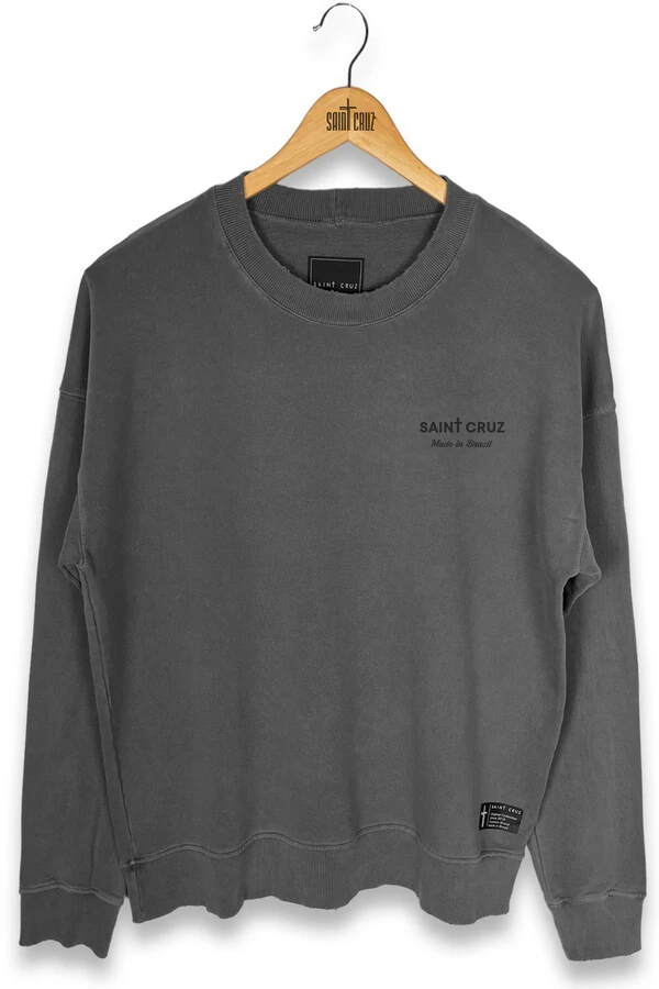 Blusa oversized de moletom estonado chumbo Tell Me