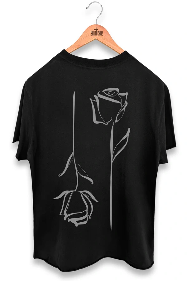 Camiseta preta Double Rose