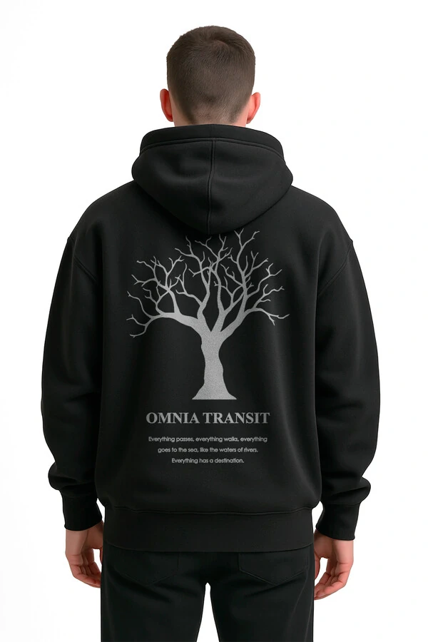 Blusa puff de moletom preto Omnia Transit