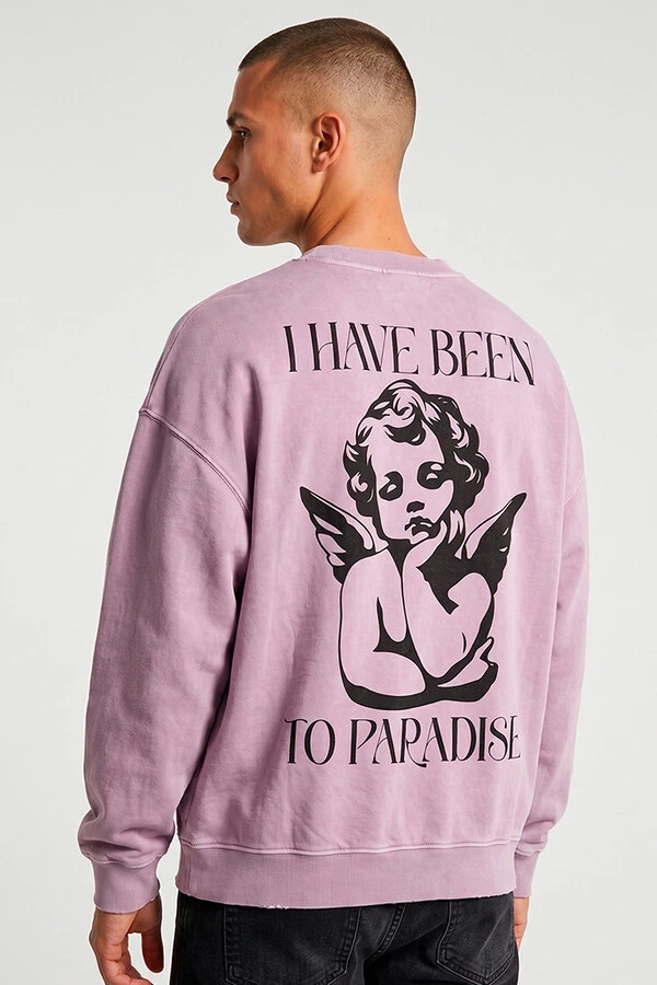 Blusa oversized de moletom estonado lilás Paradise