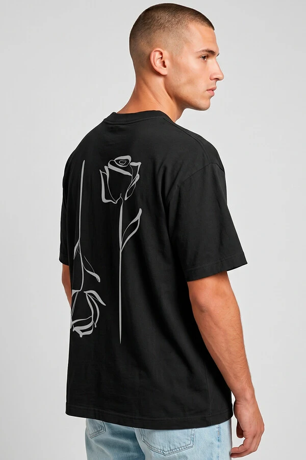 Camiseta oversized preta Double Rose