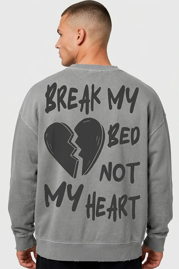 Blusa oversized de moletom estonado cinza Break my Bed