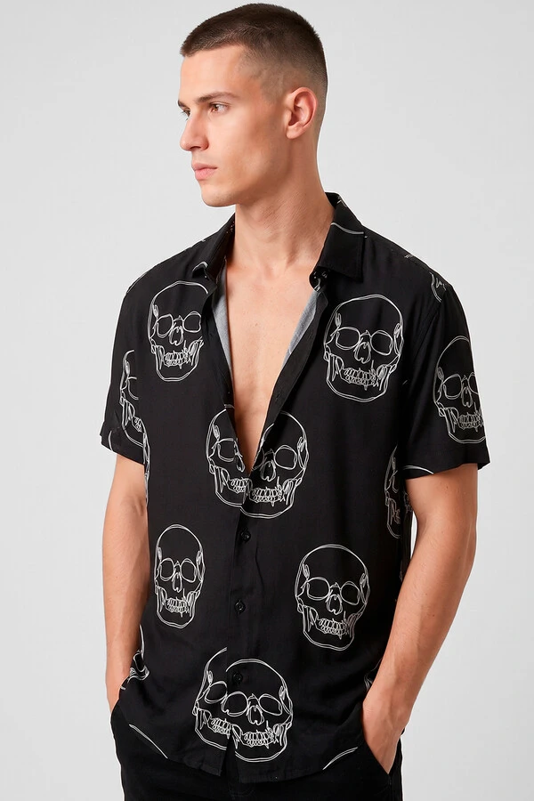 Camisa de viscose Skull