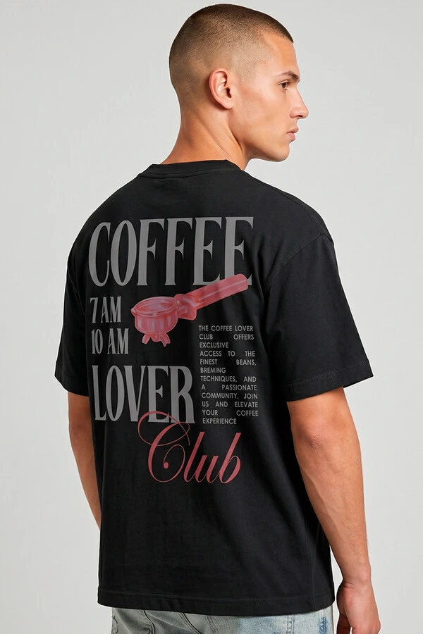 Camiseta oversized preta Coffee Club
