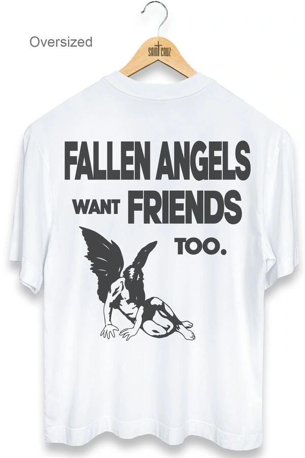 Camiseta oversized branca Fallen Angels