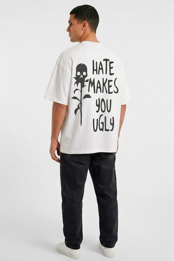 Camiseta oversized branca Hate