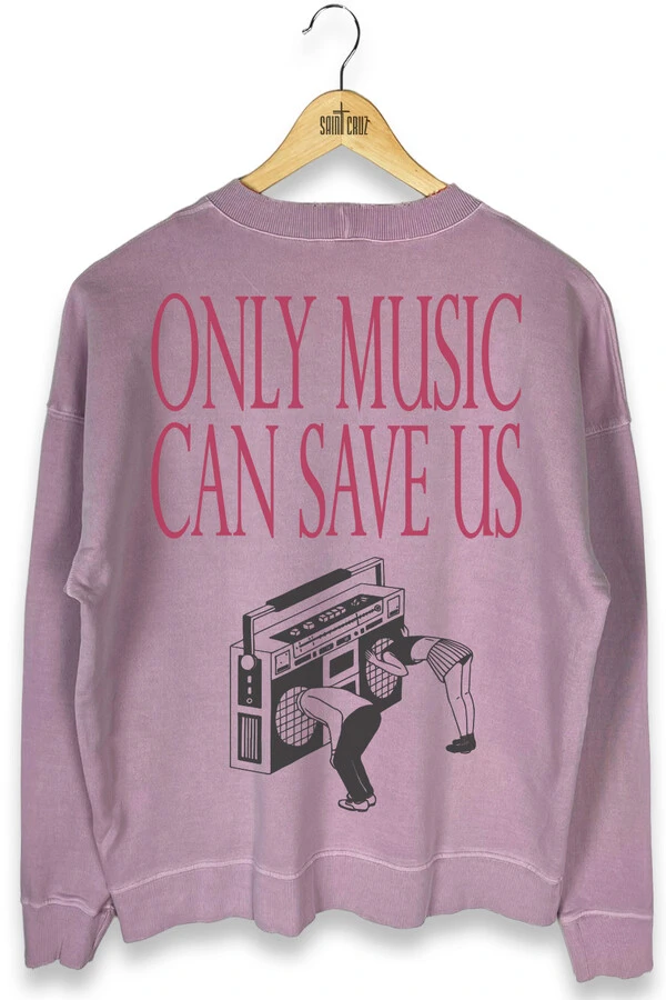 Blusa oversized de moletom estonado lilás Only Music