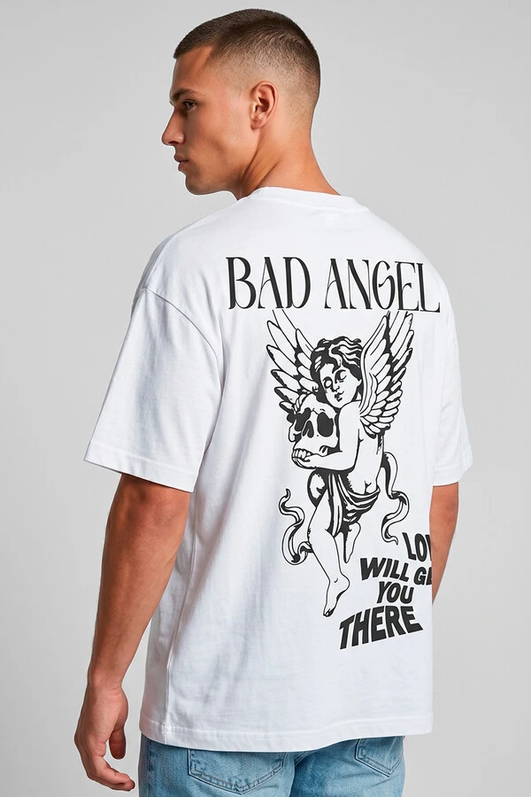 Camiseta oversized branca Bad Angel