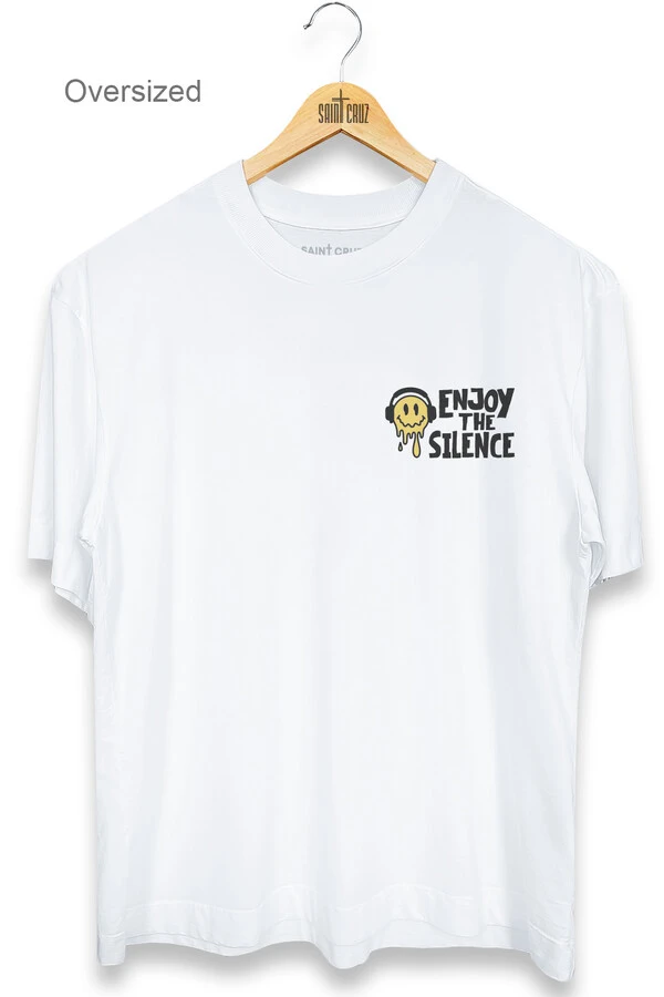 Camiseta oversized branca Enjoy The Silence Front