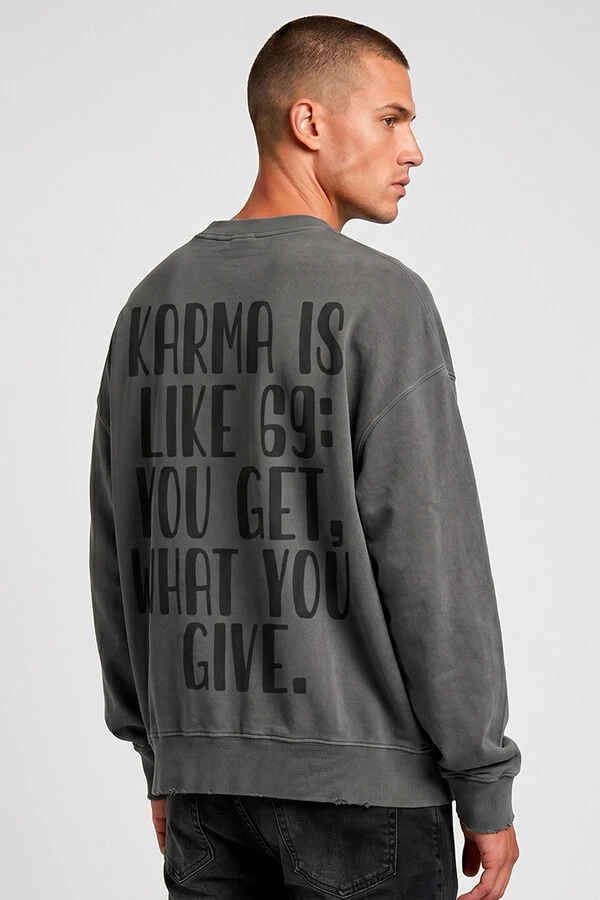 Blusa oversized de moletom estonado chumbo Karma