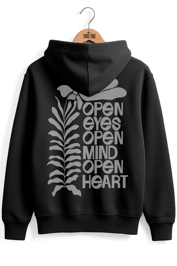 Blusa puff de moletom preto Open Eyes