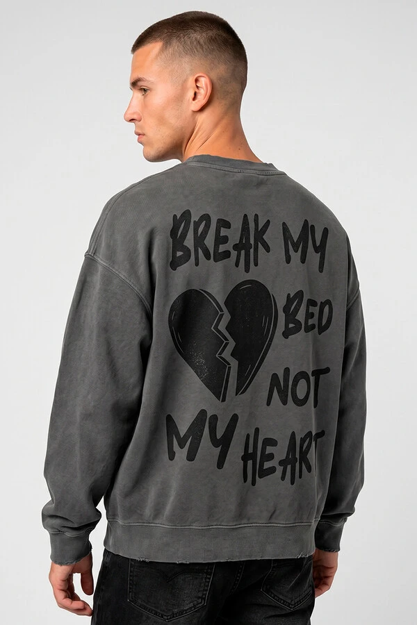 Blusa oversized de moletom estonado chumbo Break My Bed