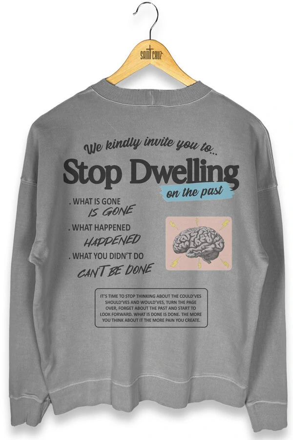 Blusa oversized de moletom estonado cinza Stop Dwelling