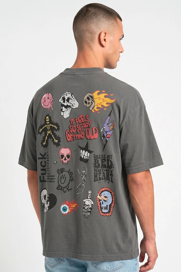 Camiseta oversized estonada chumbo Blend