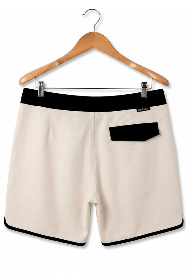 Bermuda de linho Off White e Preta
