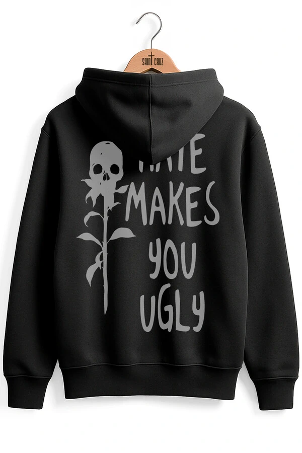 Blusa puff de moletom preto Hate