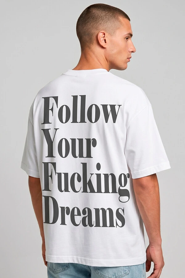 Camiseta oversized branca Dreams Back