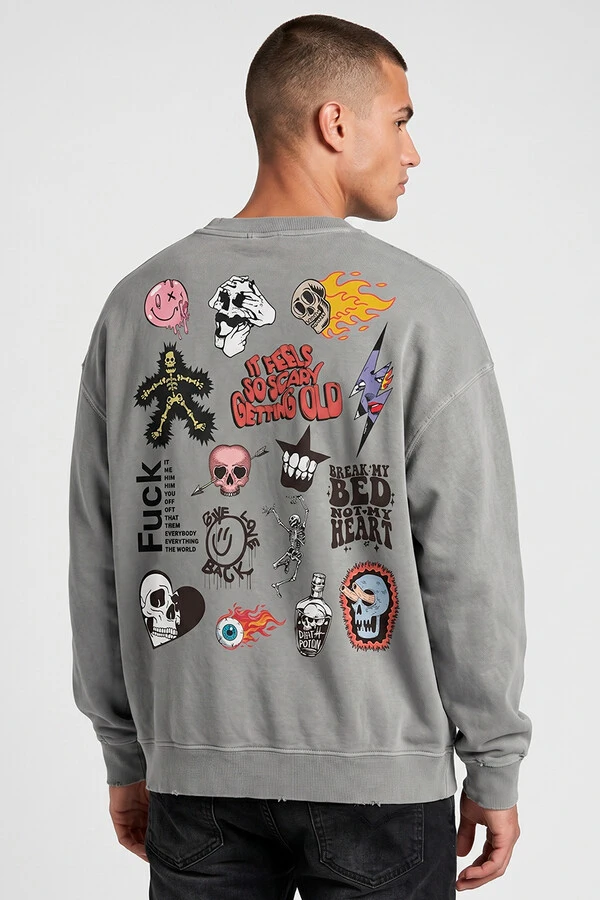 Blusa oversized de moletom estonado cinza Blend