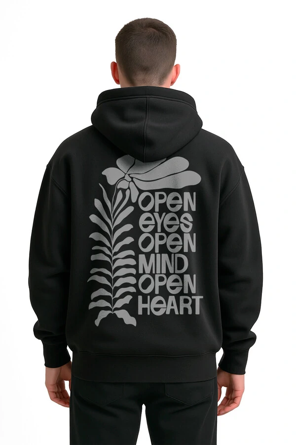 Blusa puff de moletom preto Open Eyes