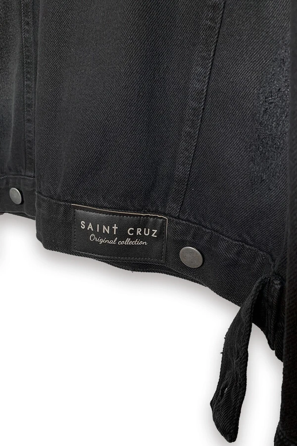 Jaqueta jeans feminina preta David Bowie Outlet