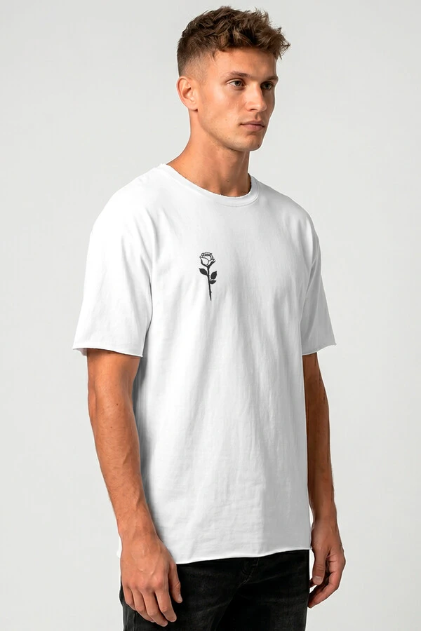 Camiseta branca Rose Front
