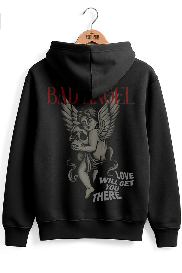 Blusa puff de moletom preto Bad Angel