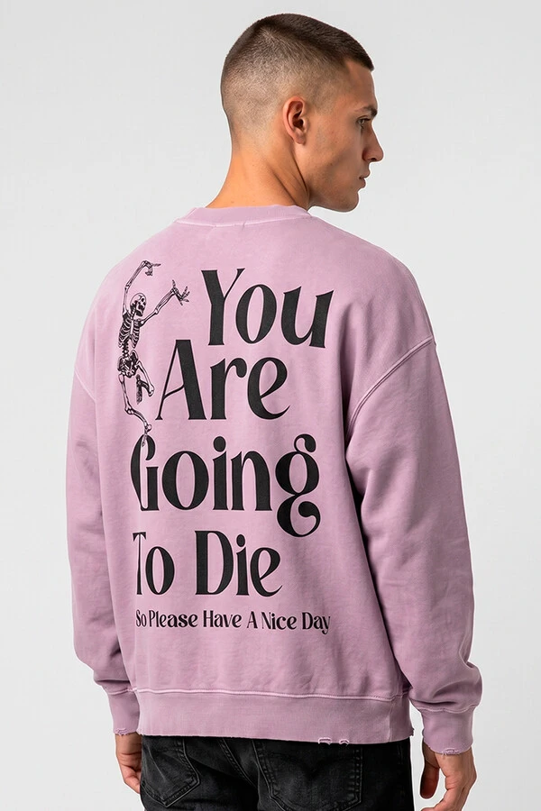 Blusa oversized de moletom estonado lilás Nice Day