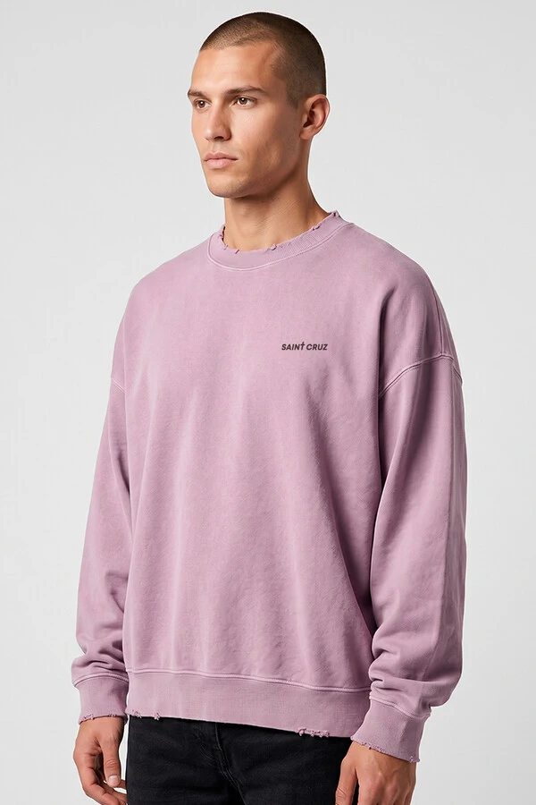 Blusa oversized de moletom estonado lilás Energy