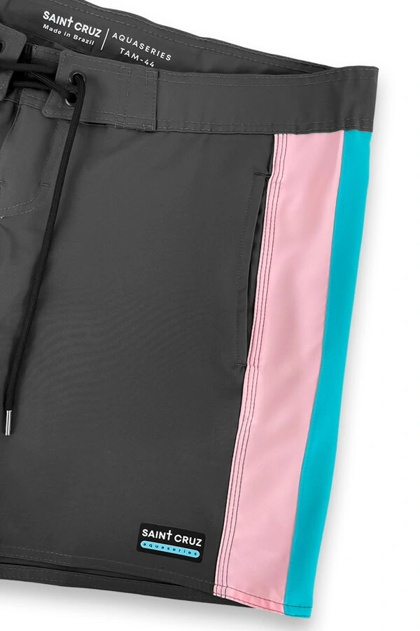 Bermuda retrô line Chumbo Rosa e Turquesa