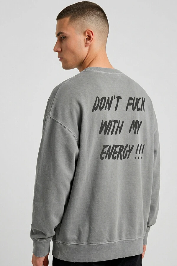 Blusa oversized de moletom estonado cinza Energy