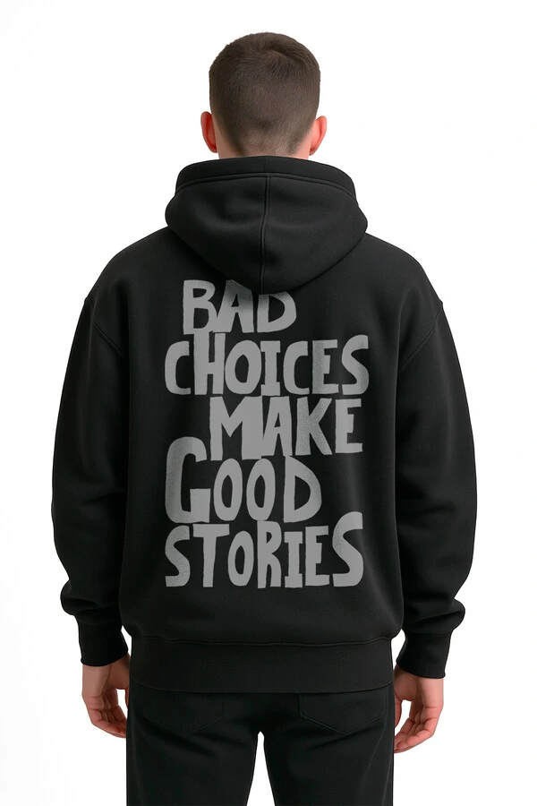 Blusa puff de moletom preto Bad Choices