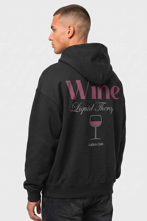 Blusa puff de moletom preta Wine