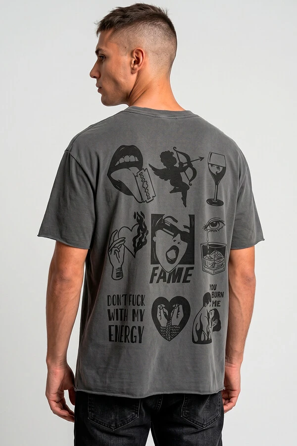 Camiseta estonada chumbo Fame