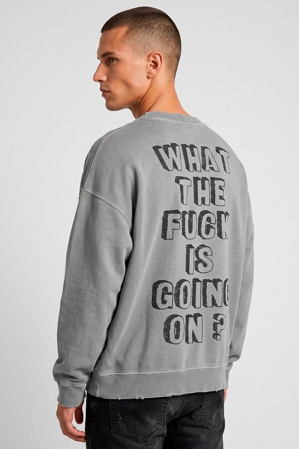 Blusa oversized de moletom estonado cinza Now