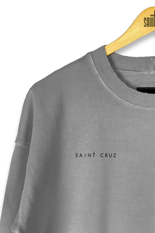 Blusa oversized de moletom estonado cinza Psyco