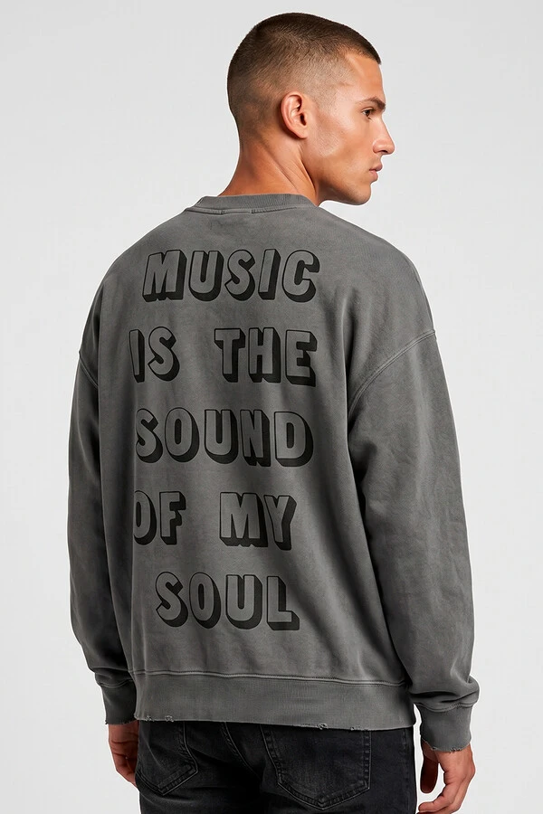 Blusa oversized de moletom estonado chumbo My Soul