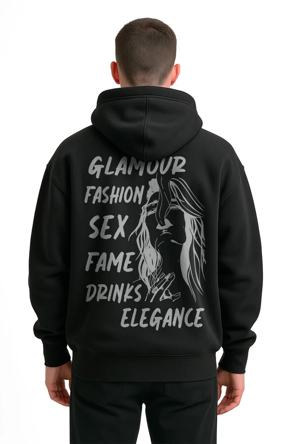 Blusa puff de moletom preto Glamour (Branco)