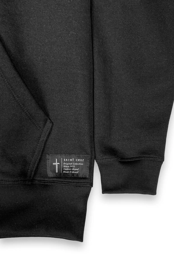 Blusa puff de moletom preto Take Care