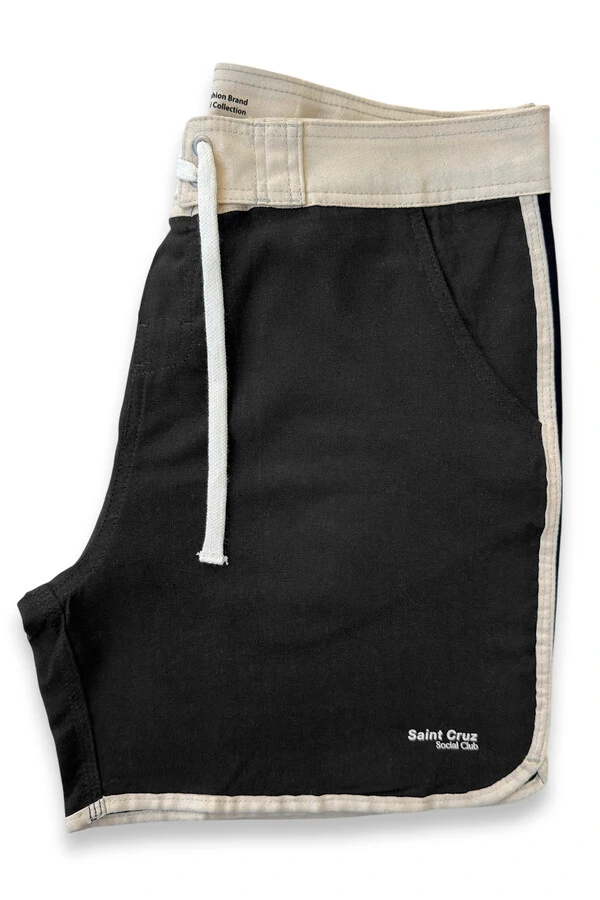 Bermuda de linho Preta e Off White