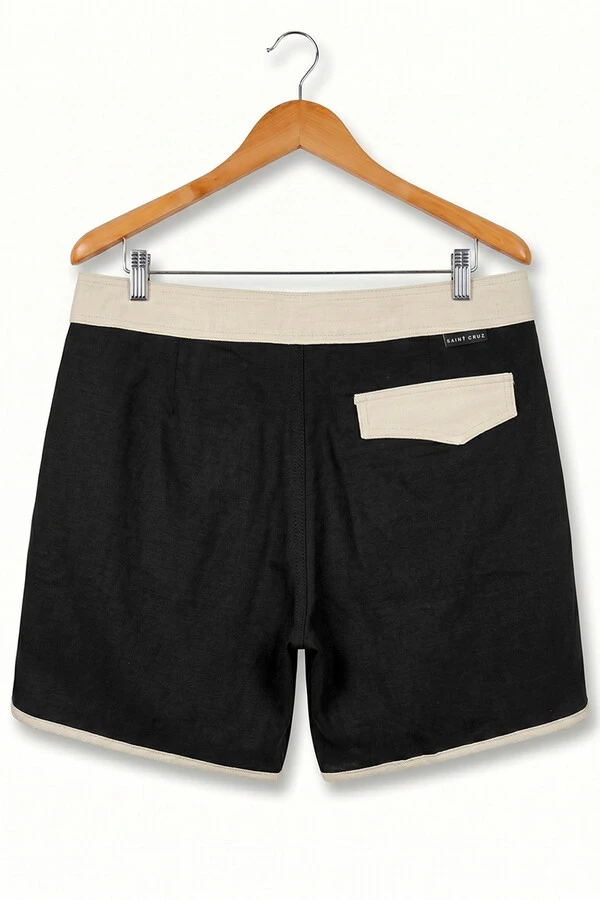 Bermuda de linho Preta e Off White