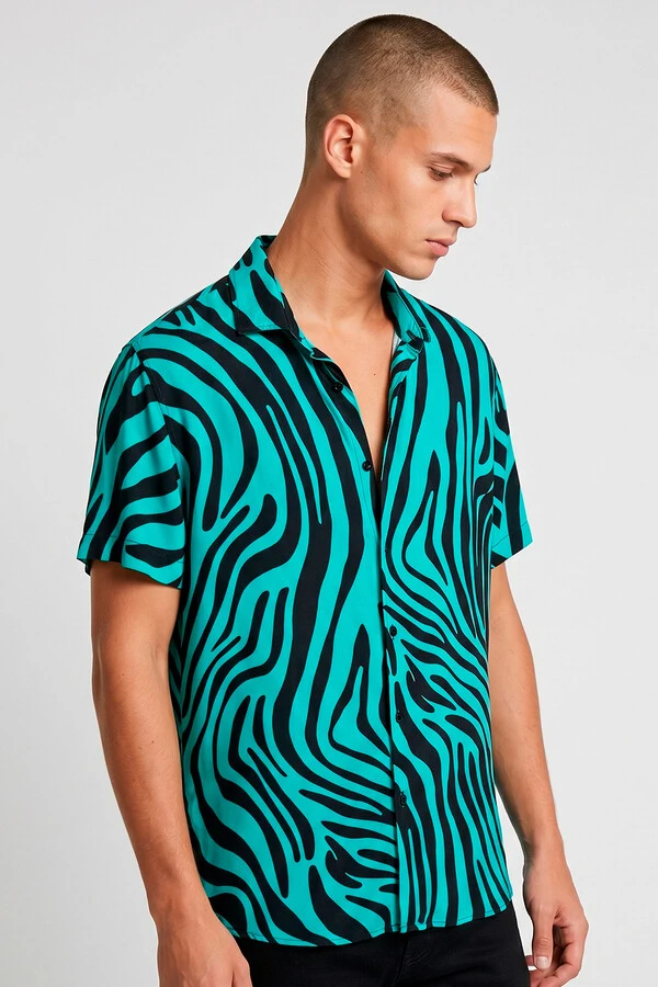 Camisa de viscose Blue Stripes